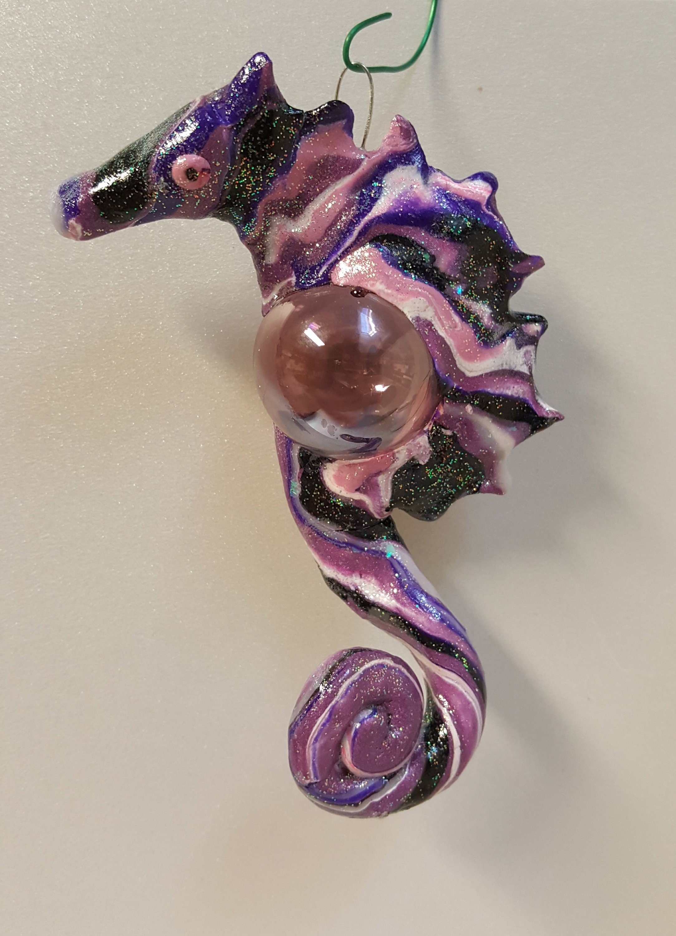 Clay and Glass Seahorse Sculpture Etsy