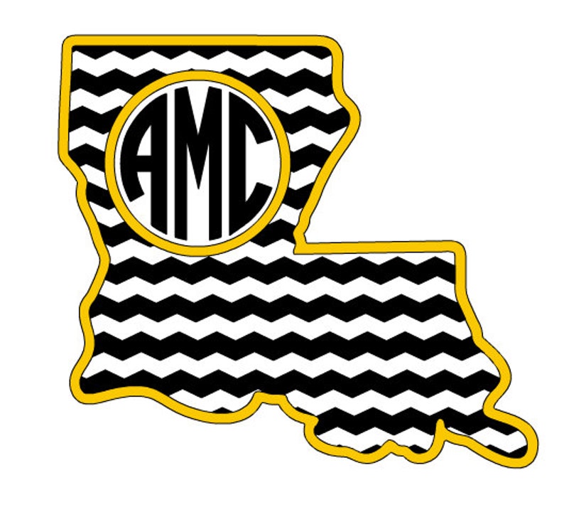 Chevron Louisiana Monogram Decal Etsy