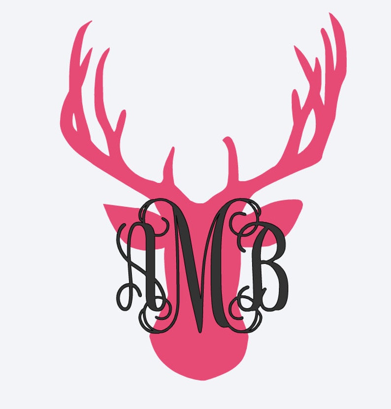 Deer Monogram deer decal deer decal monogram hunting | Etsy