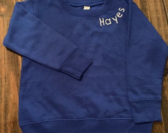 Hand stitched name sweatshirt