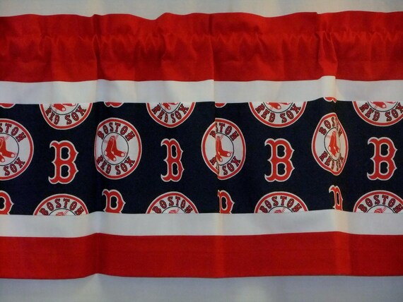 Boston Red Sox Mlb Baseball White Red Custom Design Valance Etsy