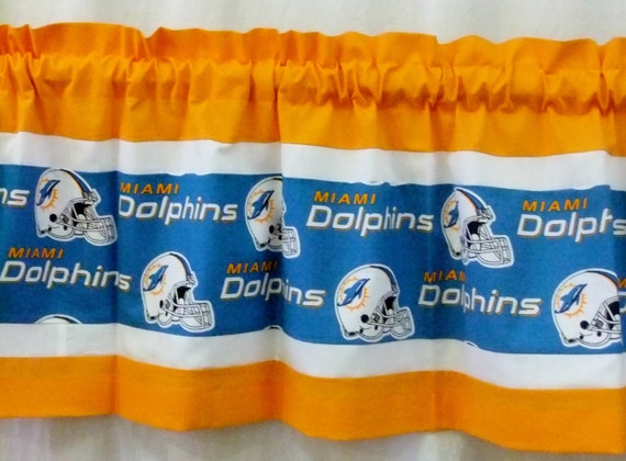 Miami Dolphins Nfl Football Custom Pieced Valance Curtain Etsy