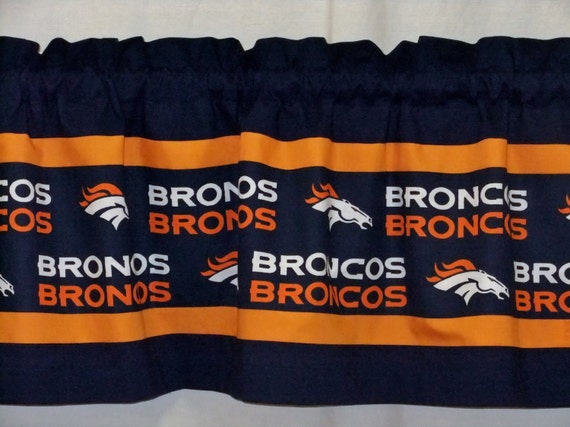 Valance Denver Broncos Curtain 56/" W X15/"L Navy Orange White Custom Made Curtain