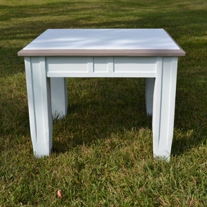 Light Blue and Gray Painted Two-Tone Coffee Table Side Table Oversized Wide Design