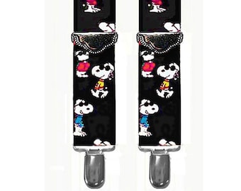 SNOOPY SUSPENDERS - Joe Cool - 3 Adult Sizes for Better Fit - 1.5" Width Stretch Elastic