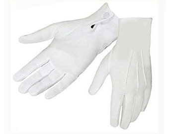 WHITE DRESS GLOVES- Snap Wrist - Nylon with a Little Give - Two Sizes fits Most