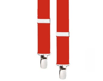 KIDS SUSPENDERS - RED - 3 Sizes for Better Fit - 1" Width Elastic