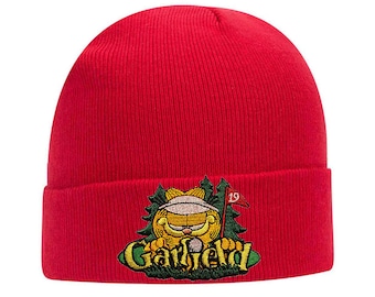 GARFIELD GOLFING Knit Beanie - Black or Red - Embroidered Logo - Collectable - Not Just for Winter Golf