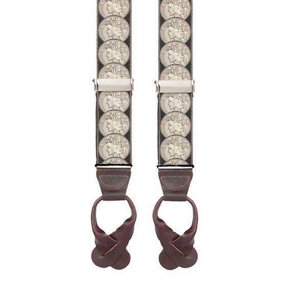 LIBERTY COIN BRACES - Button Suspenders - 1980's … - image 1