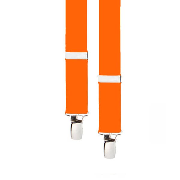 KIDS SUSPENDERS - ORANGE Neon - 3 Sizes for Better Fit - Ages 1 to 12 - 1" Width Elastic