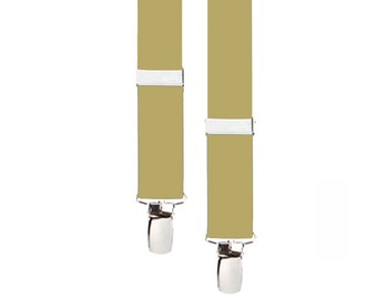 KHAKI TAN SUSPENDERS - Adjustable - 3 Adult Sizes for Better Fit - 1" Width Elastic