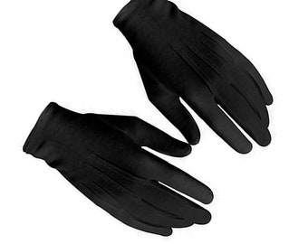 DRESS GLOVES - BLACK Cotton in 5 Sizes for Better Fit - Small to XLarge