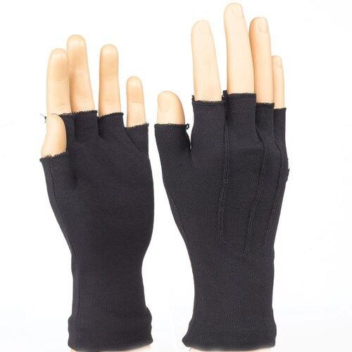 FINGERLESS GLOVES BLACK Cotton in 4 Sizes for Better Fit Etsy