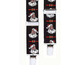 KIDS SUSPENDERS - SANTA Belted - 3 Sizes for Better Fit - Ages 1 to 12 - 1 1/4" Width Elastic