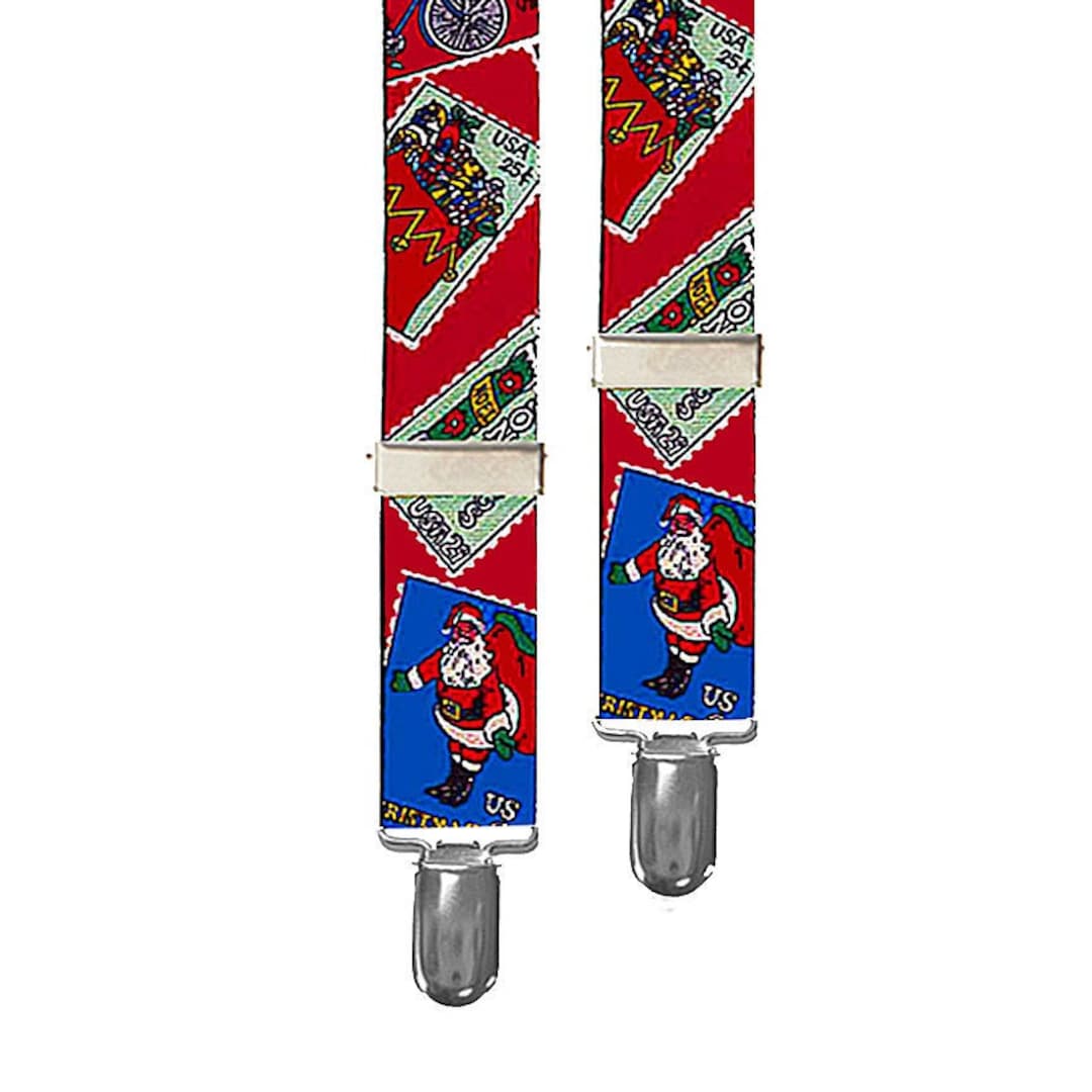 SANTA STAMPS SUSPENDERSTED Regular Length 42 Only 1 1/4 Width Elastic