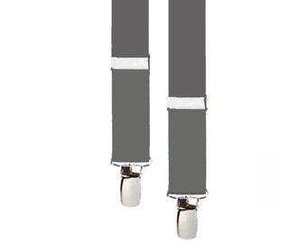 KIDS SUSPENDERS - Medium GRAY - 3 Sizes for Better Fit - Ages 1 to 12 - 1" Width Elastic