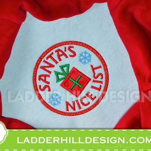 Christmas Applique Design Santas Nice List Applique Christmas Nice List Christmas Applique Design CHR044 image 4