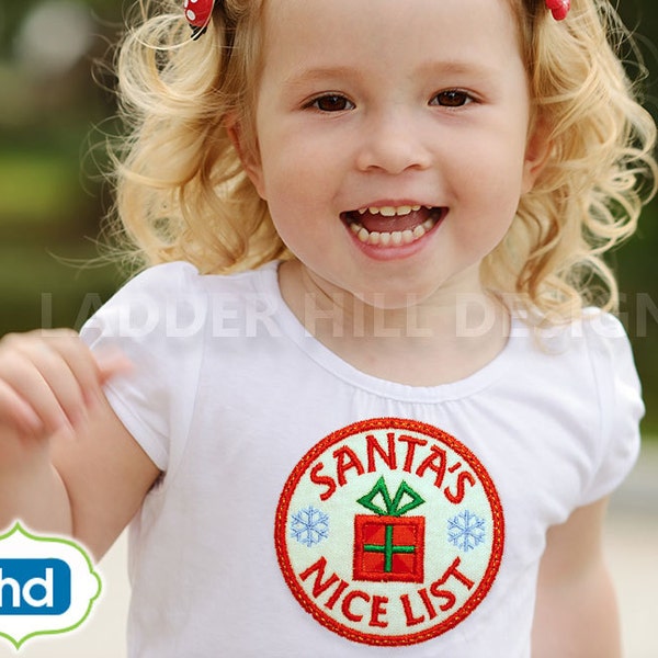 Christmas Applique Design -- Santas Nice List Applique ~ Christmas Nice List -- Christmas Applique Design CHR044