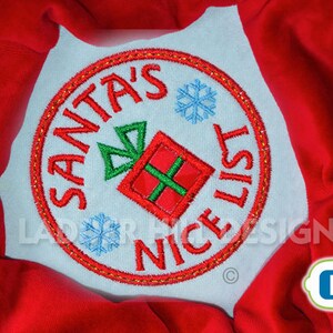 Christmas Applique Design Santas Nice List Applique Christmas Nice List Christmas Applique Design CHR044 image 3