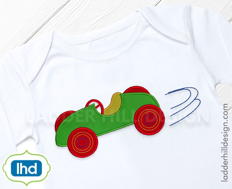 Car Applique Design Race Car Applique with Motion Swoosh Etsy
