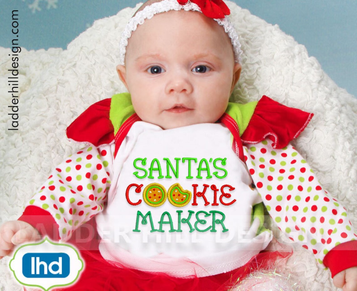 Santas Cookie Maker Applique Christmas Embroidery Design Etsy