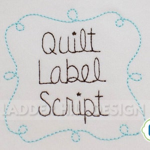 Quilt Label Script Font Quilt Label Embroidery Font - Etsy