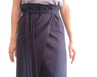 Blue wrap skirt with Tie belt