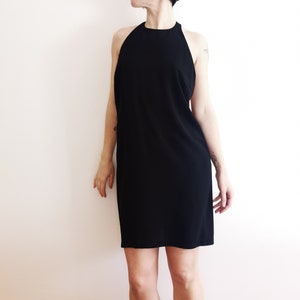 Women strappy backless short black dress