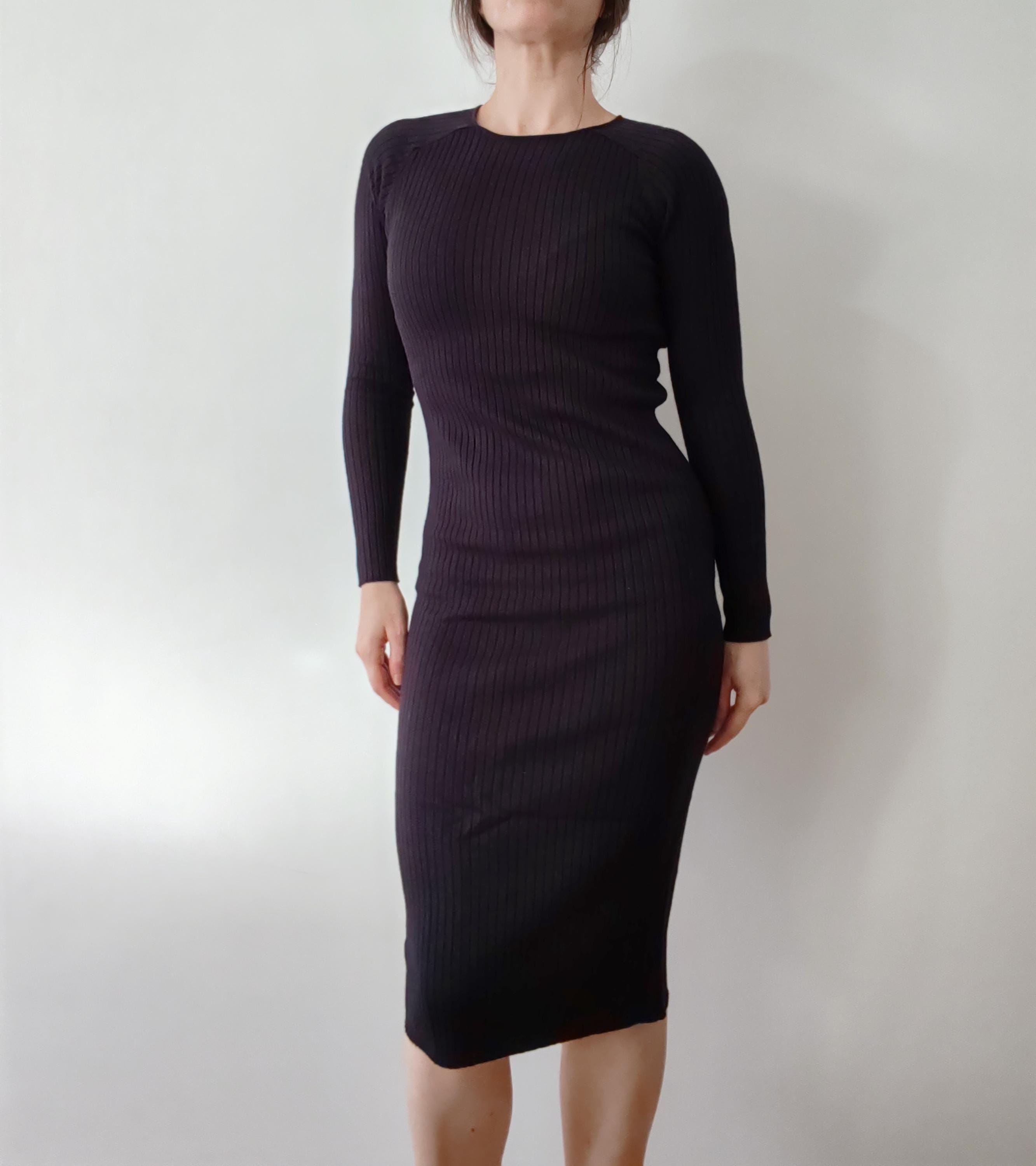 open lace back dress French Connection Joann Mari Long Sleeve Square Neck Rib Minidress in Utility Blue at Nordstrom, Size Small main image 0