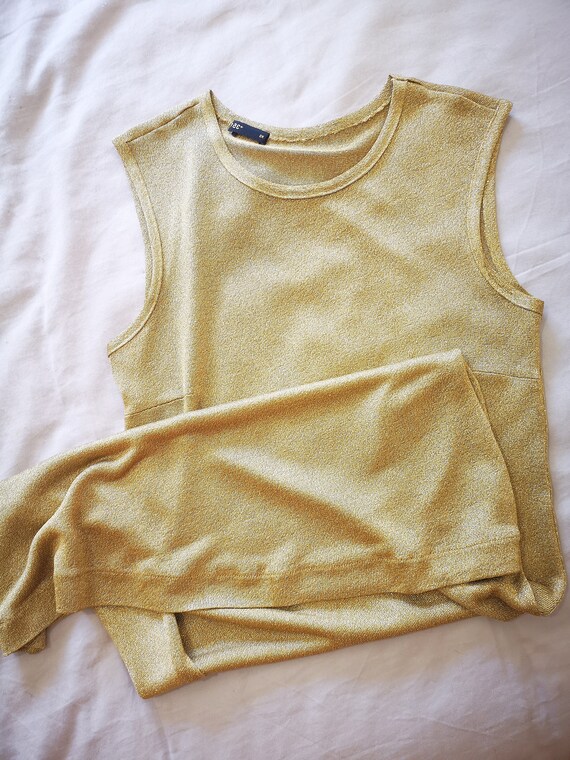 Gold Metallic Knitted dress - image 7