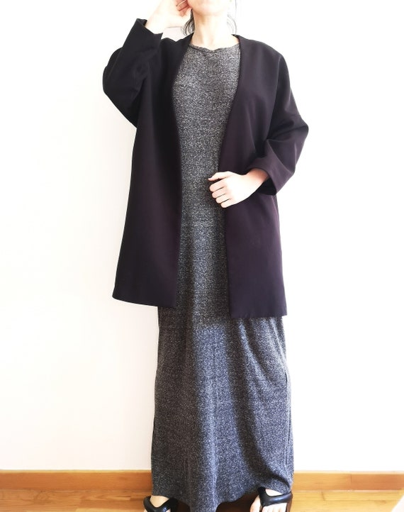 Women Black minimal coat - image 3