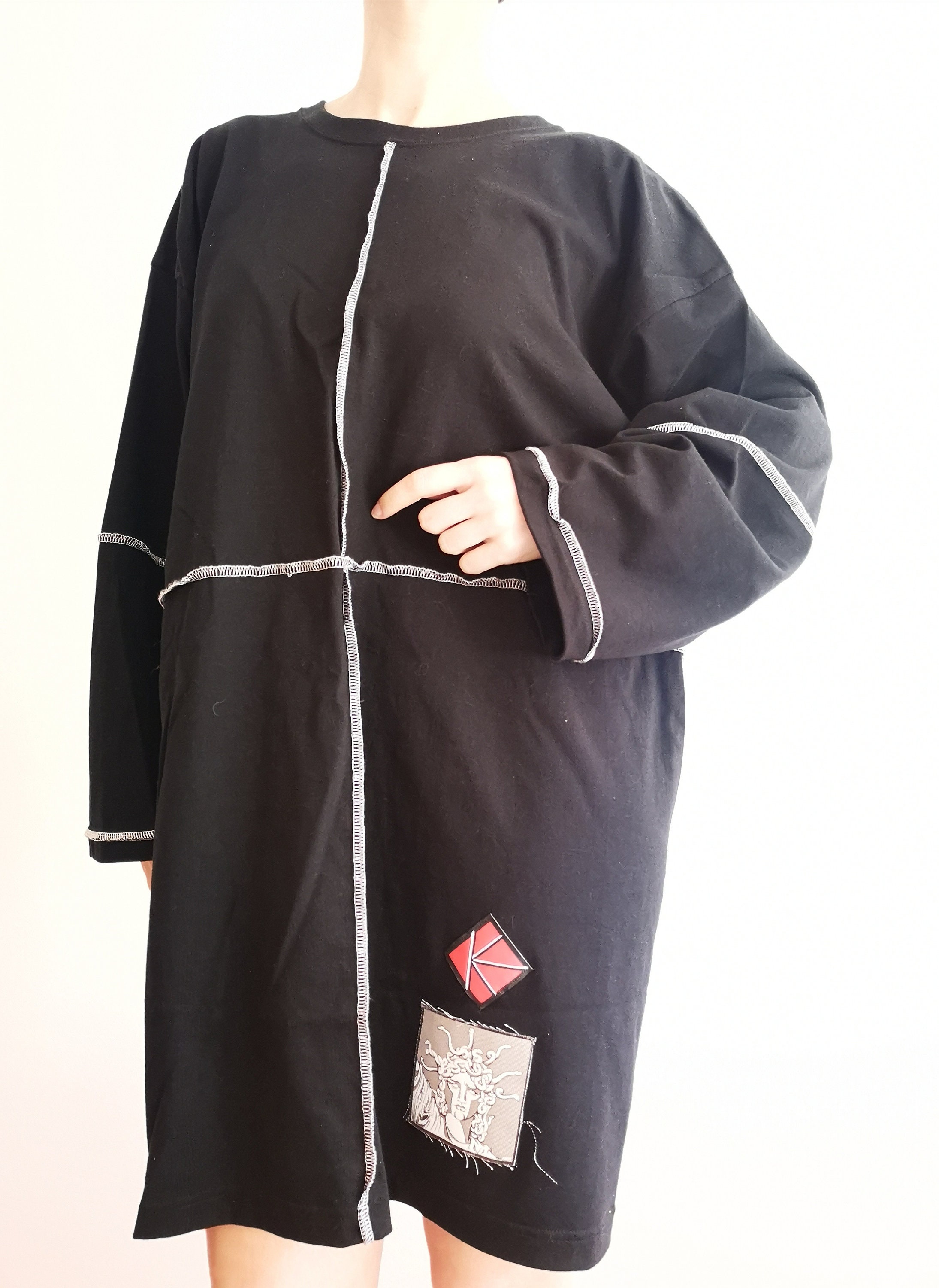 black long sleeve t shirt dress Black Long Sleeve Shirt Dress main image 1