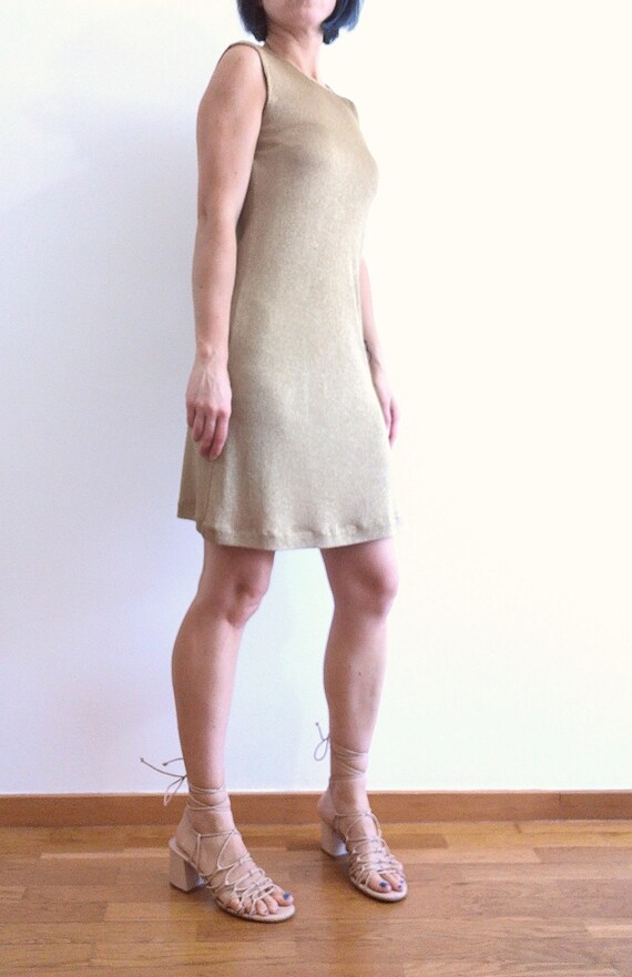 Gold Metallic Knitted dress - image 3