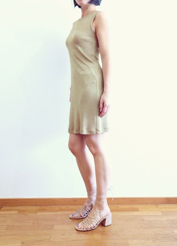 Gold Metallic Knitted dress - image 4