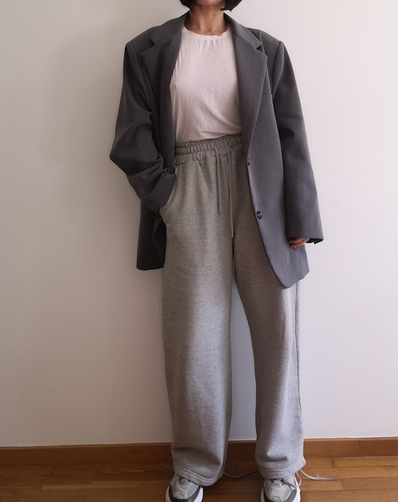 Jogging gris femme oversize sale