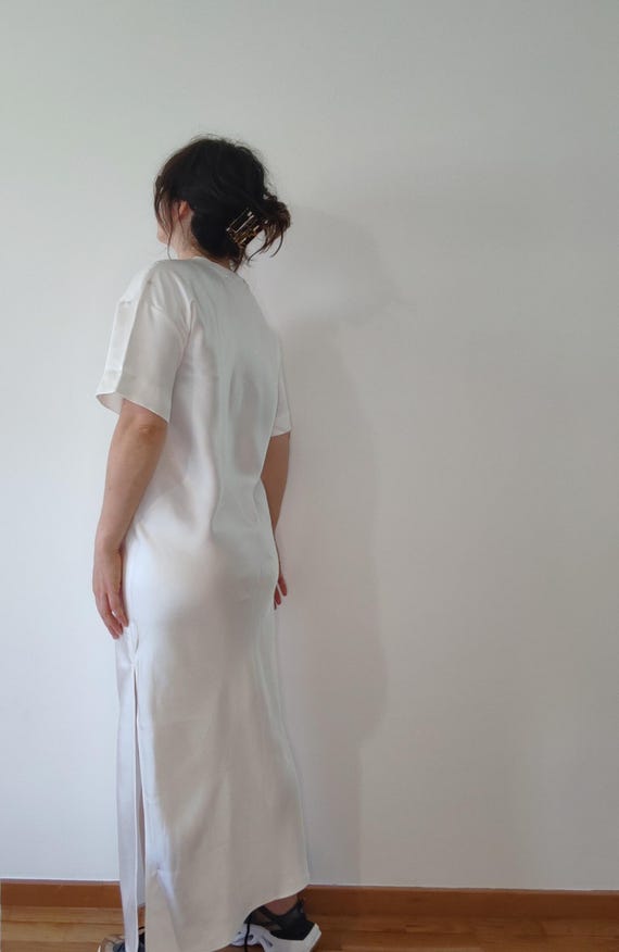 Satin Oversized T Shirt Long Dress in White. Satin Midi T Shirt Dress. Crew  Neck T-shirt Dress. - Etsy