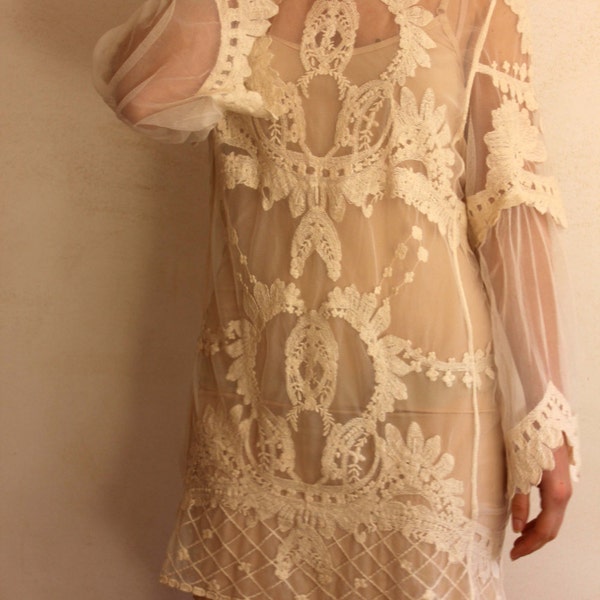 Mesh embroidery dress