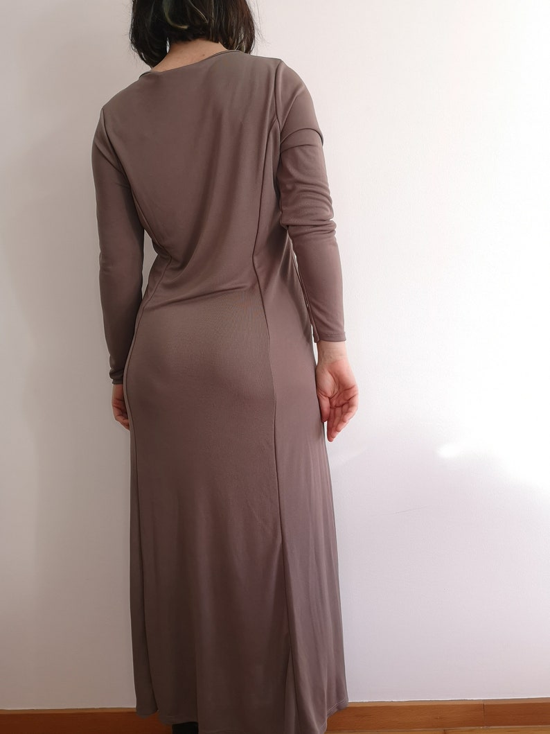 Women's Taupe Cold-Shoulder Sleeve Fit &Flare Dress