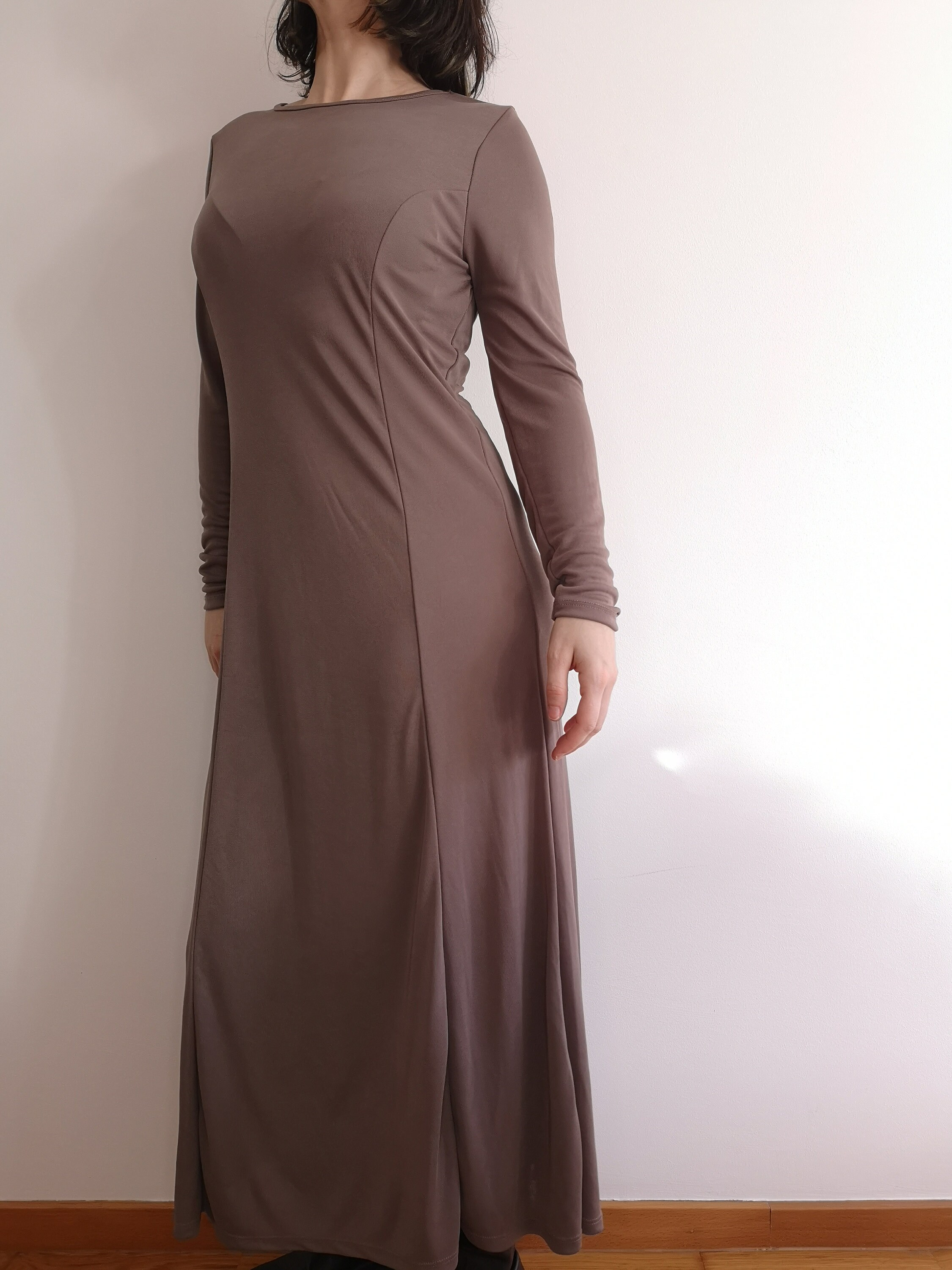 Women's Taupe Floral Printed Smocked Fit & Flare Maxi Dress