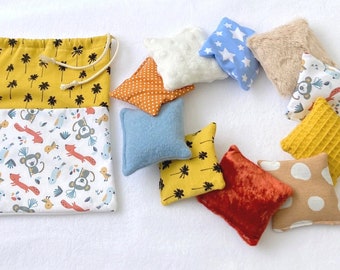 sensory cushions, montessori grip pads, montessori awakening toy, set of 10 throw pillows and original textures