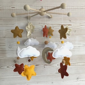 mobile clouds stars and moon, mobile baby, mobile cradle, waking games, educational toy