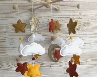 mobile clouds stars and moon, mobile baby, mobile cradle, waking games, educational toy