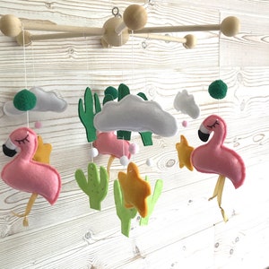 Mobile flamands-roses, stars, clouds and flakes, crib suspension, decoration baby room image 2