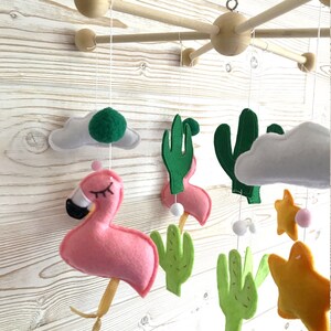 Mobile flamands-roses, stars, clouds and flakes, crib suspension, decoration baby room image 4