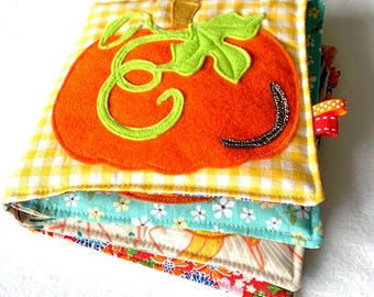 baby fabric book, quiet book, fabric book with contrasting images, baby story book, baby awakening book