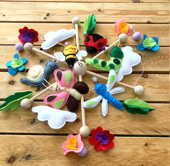 Mobile Bebe Mes Petits Insectes Suspension De Berceau Deco Etsy