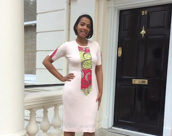 Ankara fashion Bodycon dress  african print beads embelishement,dress,close fitted shirt dress. Ankara patch work. Knew lenght