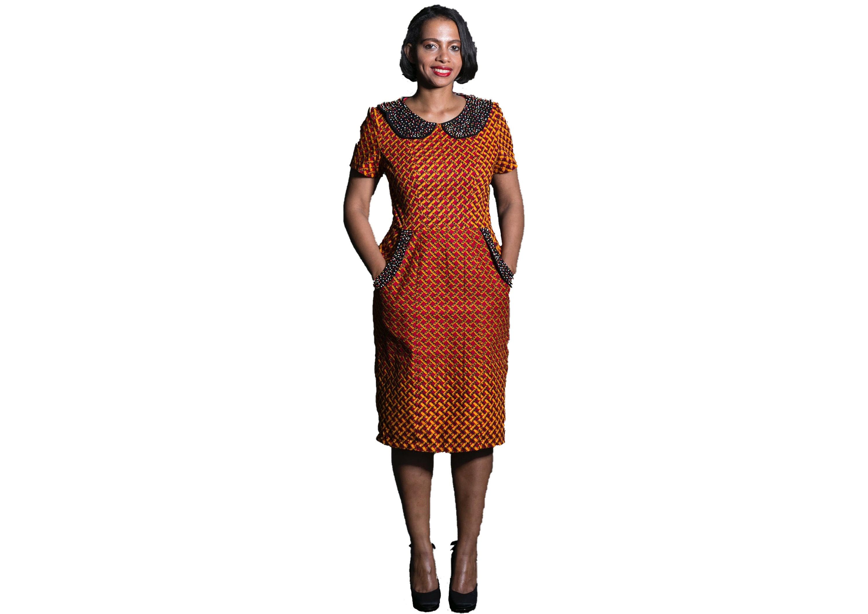 Ankara gown with clearance collar