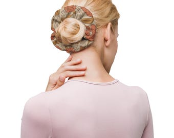 Elegant Floral Scrunchie • Feminine Hair Accessory • African Inspired Hair Tie • Soft Fabric Scrunchie • Gift for Women