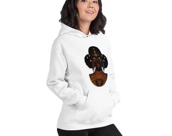 Queen of Kush Hoodie | Afrocentric Queen Sweatshirt | African Heritage Streetwear | Black Queen Graphic Hoodie | Cultural Fashion Hoodie